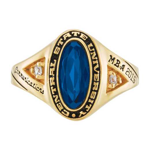Champlain College Women's Signature Ring with Cubic Zirconias